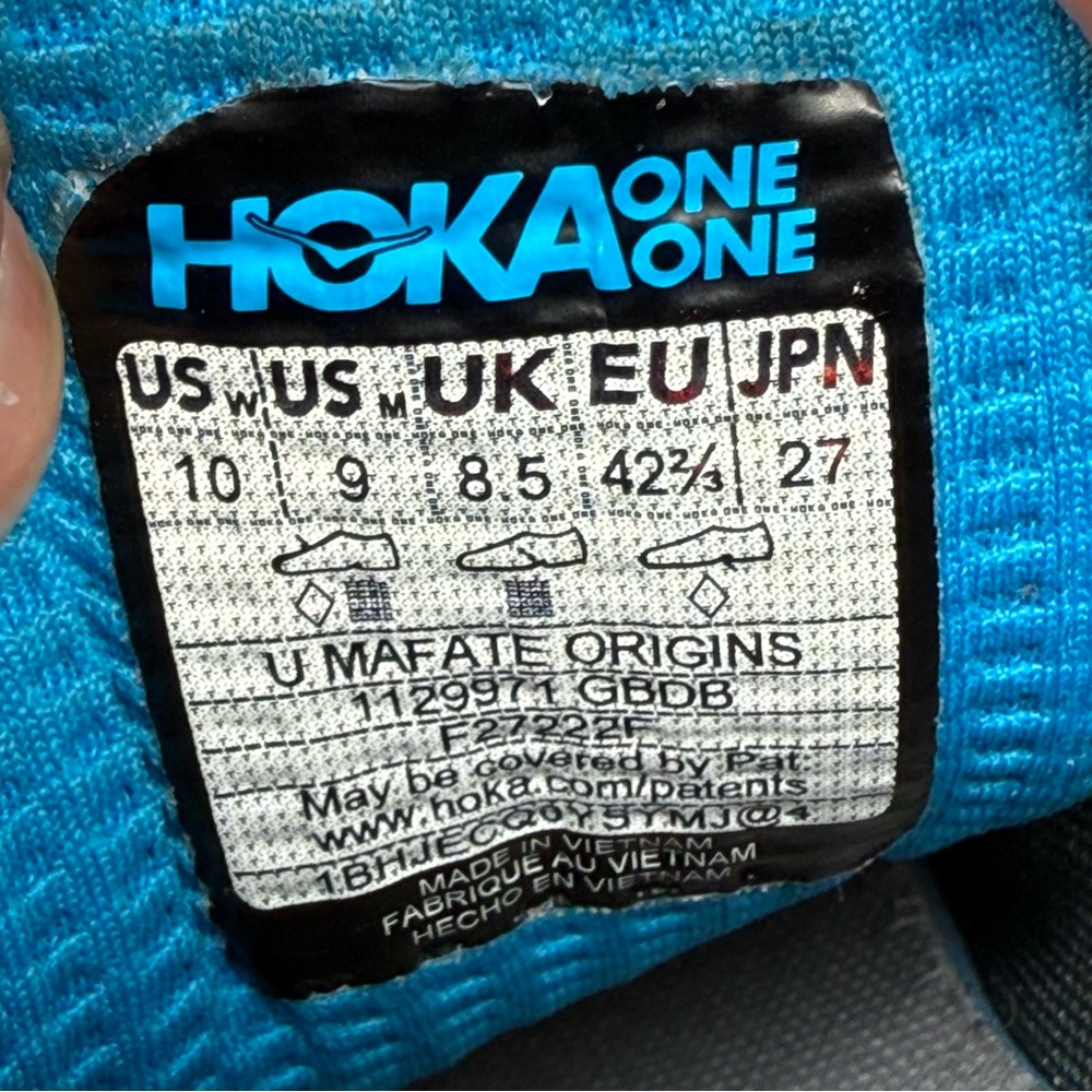 Hoka Mafate Origins trail running shoes in Goblin Blue and Diva Blue size 9 - Picture 13 of 14